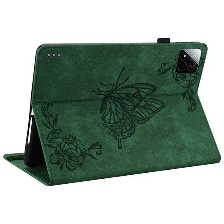 For Xiaomi Pad 7 Pro  /  Pad 7 Case Butterfly Flower Imprint PU Leather Tablet Cover with Card Slots