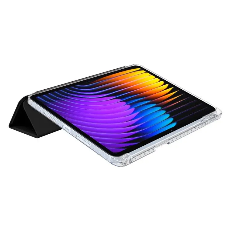 For Xiaomi Pad 7 Pro  /  Pad 7 Case PU Leather Origami Stand Clear Tablet Cover