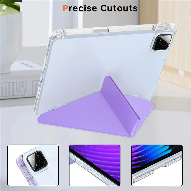 For Xiaomi Pad 7 Pro  /  Pad 7 Case PU Leather Origami Stand Clear Tablet Cover