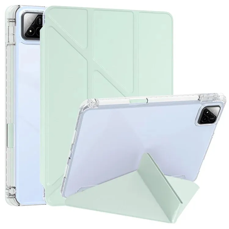 For Xiaomi Pad 7 Pro  /  Pad 7 Case PU Leather Origami Stand Clear Tablet Cover