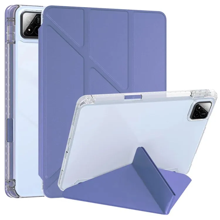 For Xiaomi Pad 7 Pro  /  Pad 7 Case PU Leather Origami Stand Clear Tablet Cover