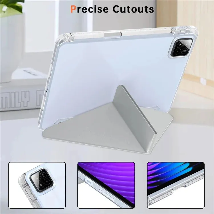 For Xiaomi Pad 7 Pro  /  Pad 7 Case PU Leather Origami Stand Clear Tablet Cover