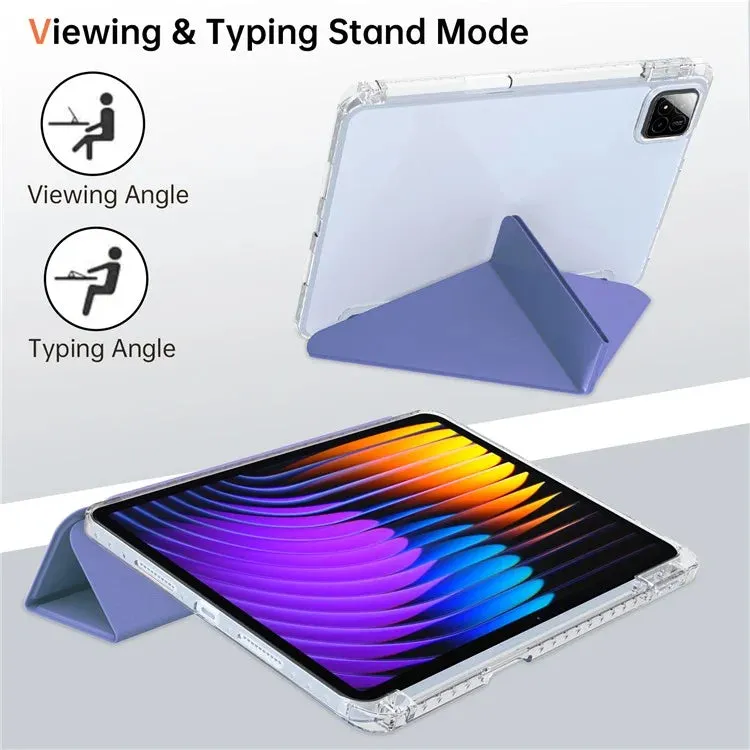 For Xiaomi Pad 7 Pro  /  Pad 7 Case PU Leather Origami Stand Clear Tablet Cover