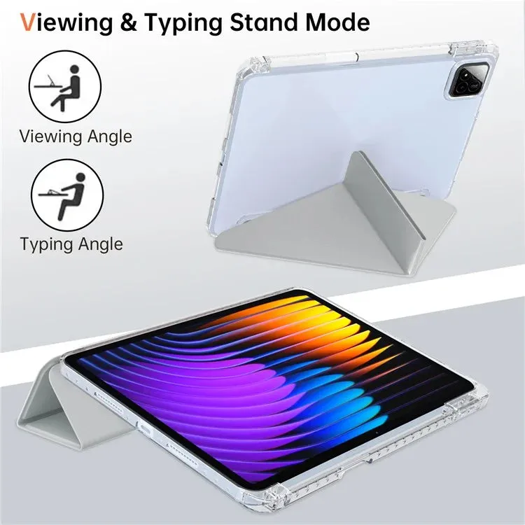 For Xiaomi Pad 7 Pro  /  Pad 7 Case PU Leather Origami Stand Clear Tablet Cover
