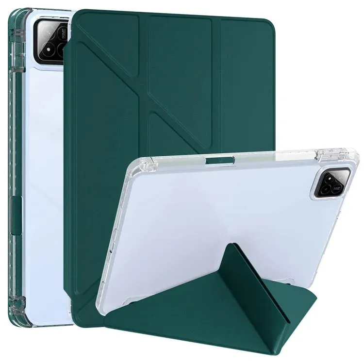 For Xiaomi Pad 7 Pro  /  Pad 7 Case PU Leather Origami Stand Clear Tablet Cover
