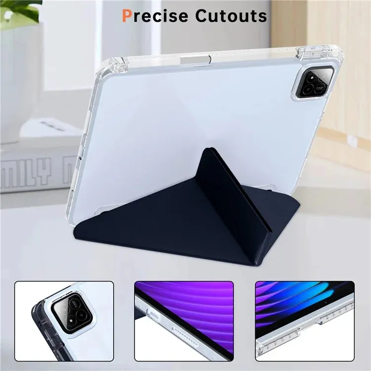 For Xiaomi Pad 7 Pro  /  Pad 7 Case PU Leather Origami Stand Clear Tablet Cover