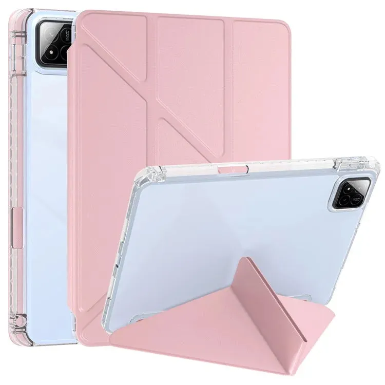 For Xiaomi Pad 7 Pro  /  Pad 7 Case PU Leather Origami Stand Clear Tablet Cover