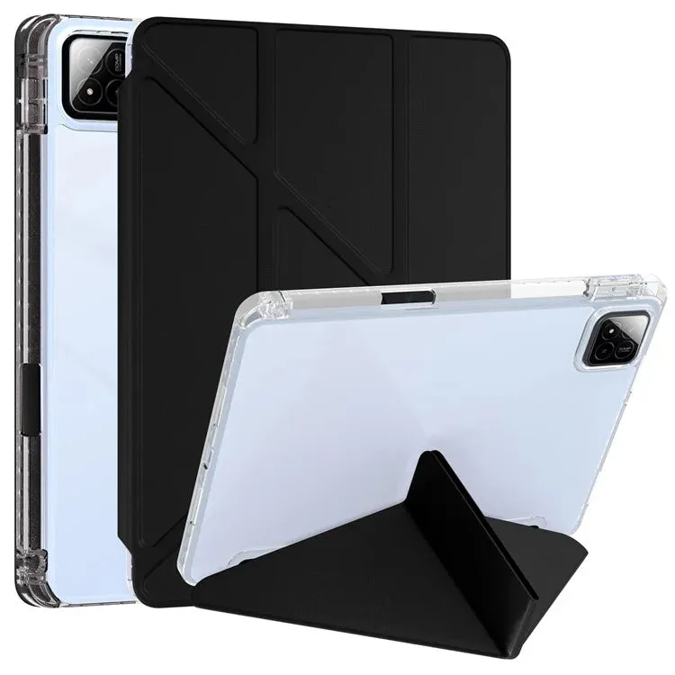 For Xiaomi Pad 7 Pro  /  Pad 7 Case PU Leather Origami Stand Clear Tablet Cover
