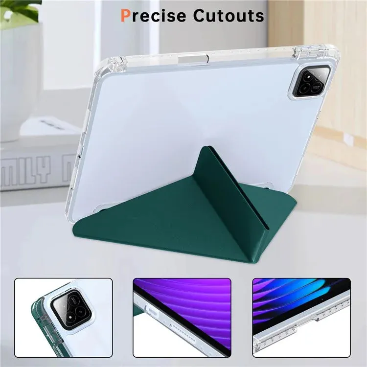 For Xiaomi Pad 7 Pro  /  Pad 7 Case PU Leather Origami Stand Clear Tablet Cover