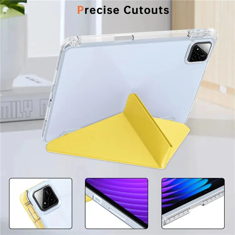 For Xiaomi Pad 7 Pro  /  Pad 7 Case PU Leather Origami Stand Clear Tablet Cover