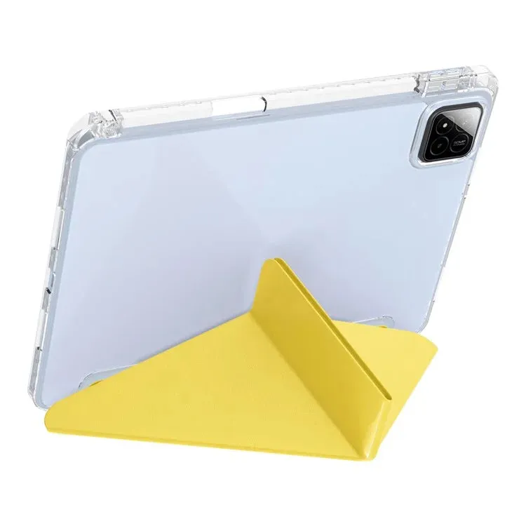 For Xiaomi Pad 7 Pro  /  Pad 7 Case PU Leather Origami Stand Clear Tablet Cover
