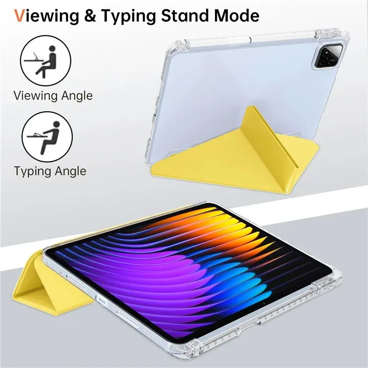 For Xiaomi Pad 7 Pro  /  Pad 7 Case PU Leather Origami Stand Clear Tablet Cover