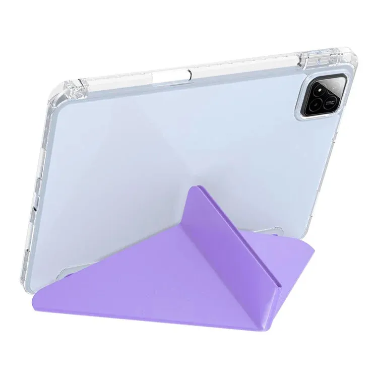 For Xiaomi Pad 7 Pro  /  Pad 7 Case PU Leather Origami Stand Clear Tablet Cover