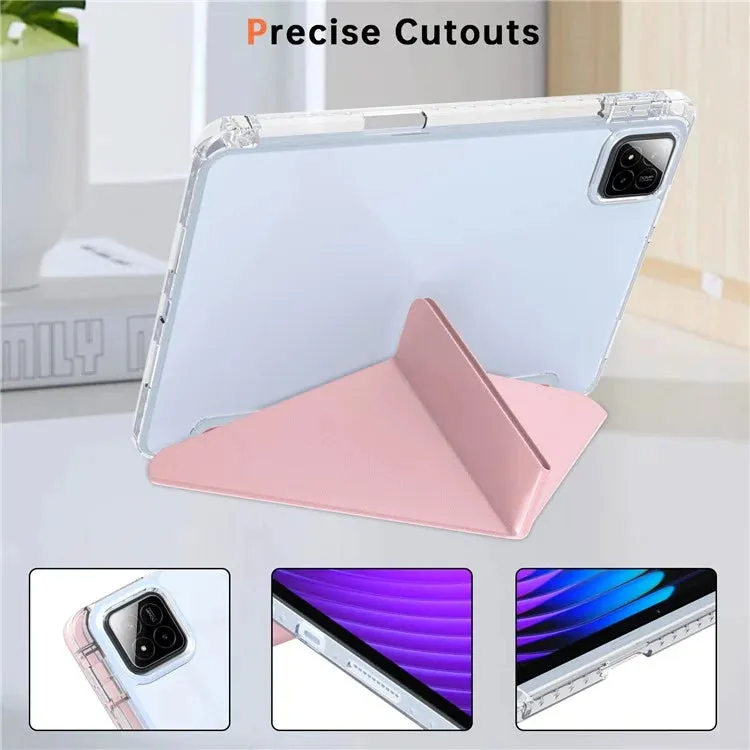 For Xiaomi Pad 7 Pro  /  Pad 7 Case PU Leather Origami Stand Clear Tablet Cover
