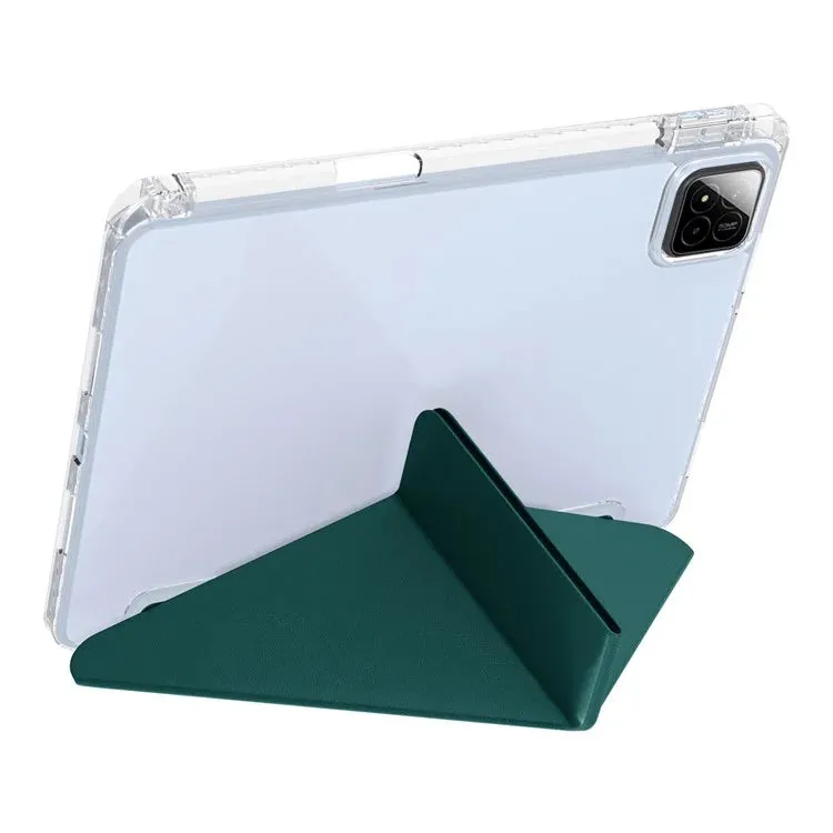 For Xiaomi Pad 7 Pro  /  Pad 7 Case PU Leather Origami Stand Clear Tablet Cover