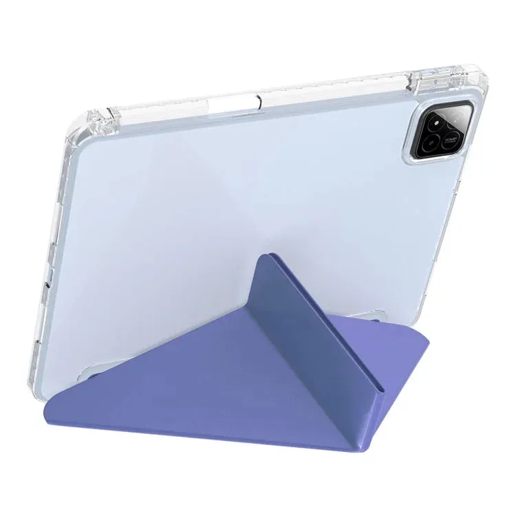 For Xiaomi Pad 7 Pro  /  Pad 7 Case PU Leather Origami Stand Clear Tablet Cover