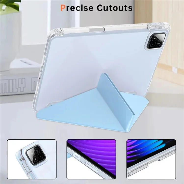For Xiaomi Pad 7 Pro  /  Pad 7 Case PU Leather Origami Stand Clear Tablet Cover