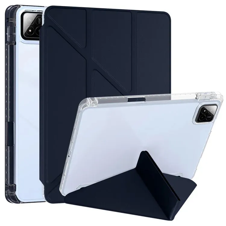 For Xiaomi Pad 7 Pro  /  Pad 7 Case PU Leather Origami Stand Clear Tablet Cover