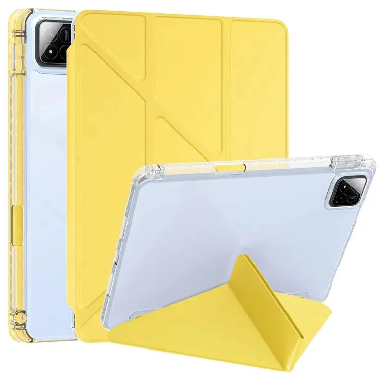 For Xiaomi Pad 7 Pro  /  Pad 7 Case PU Leather Origami Stand Clear Tablet Cover