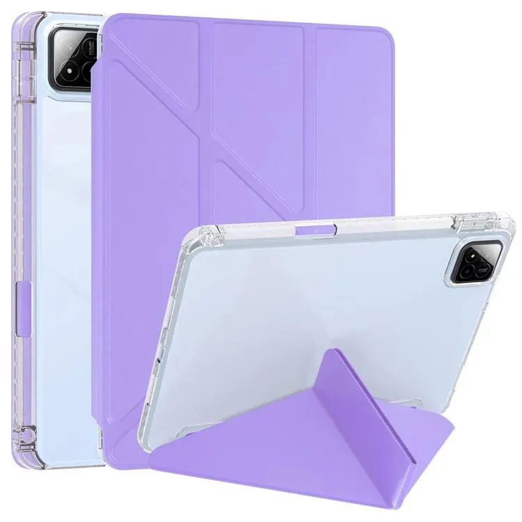 For Xiaomi Pad 7 Pro  /  Pad 7 Case PU Leather Origami Stand Clear Tablet Cover