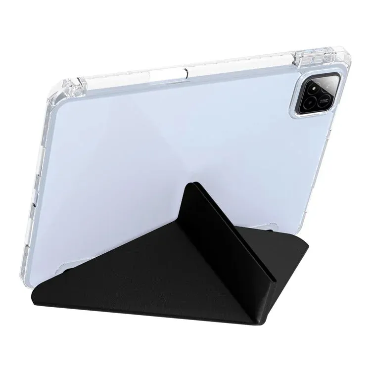 For Xiaomi Pad 7 Pro  /  Pad 7 Case PU Leather Origami Stand Clear Tablet Cover