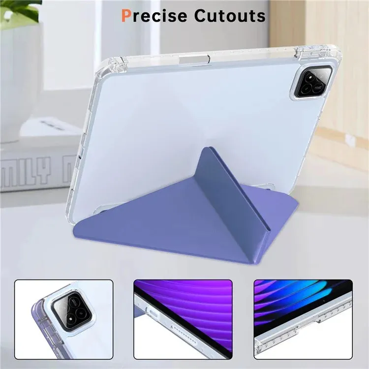 For Xiaomi Pad 7 Pro  /  Pad 7 Case PU Leather Origami Stand Clear Tablet Cover