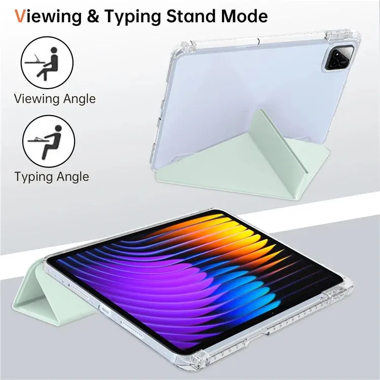 For Xiaomi Pad 7 Pro  /  Pad 7 Case PU Leather Origami Stand Clear Tablet Cover