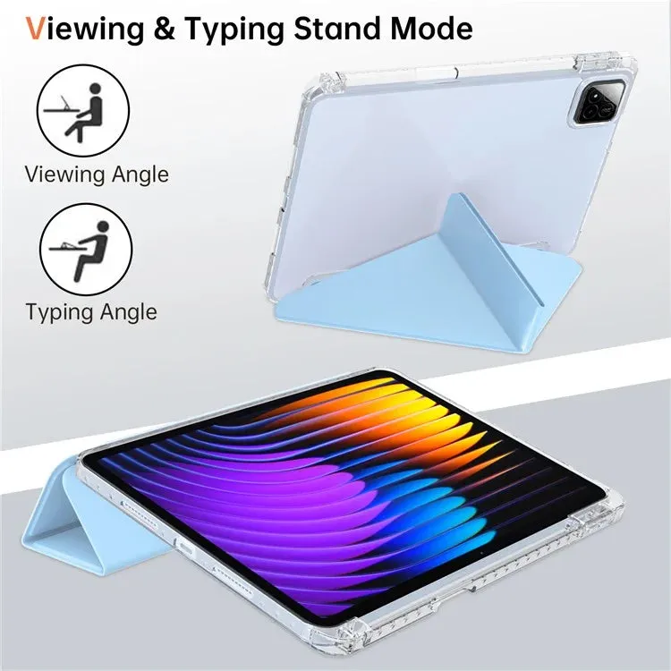 For Xiaomi Pad 7 Pro  /  Pad 7 Case PU Leather Origami Stand Clear Tablet Cover