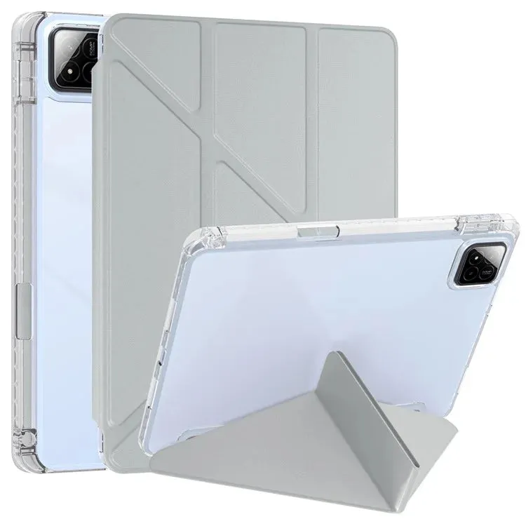 For Xiaomi Pad 7 Pro  /  Pad 7 Case PU Leather Origami Stand Clear Tablet Cover