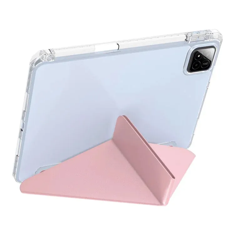 For Xiaomi Pad 7 Pro  /  Pad 7 Case PU Leather Origami Stand Clear Tablet Cover