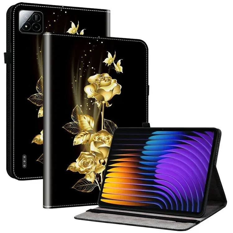 For Xiaomi Pad 7 Pro  /  Pad 7 Leather Case Pattern Printed Stand Tablet Cover with Card Slots