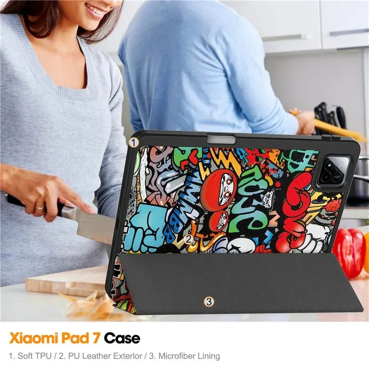 For Xiaomi Pad 7 Pro  /  Pad 7 Tablet Case Pattern Printing Tri