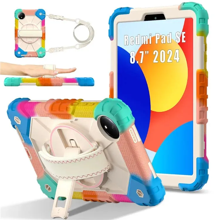 For Xiaomi Redmi Pad SE 4G 8.7 inch Case Silicone PC Kickstand Tablet Cover with Handy Strap