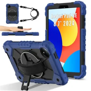 For Xiaomi Redmi Pad SE 4G 8.7 inch Case Silicone PC Kickstand Tablet Cover with Handy Strap