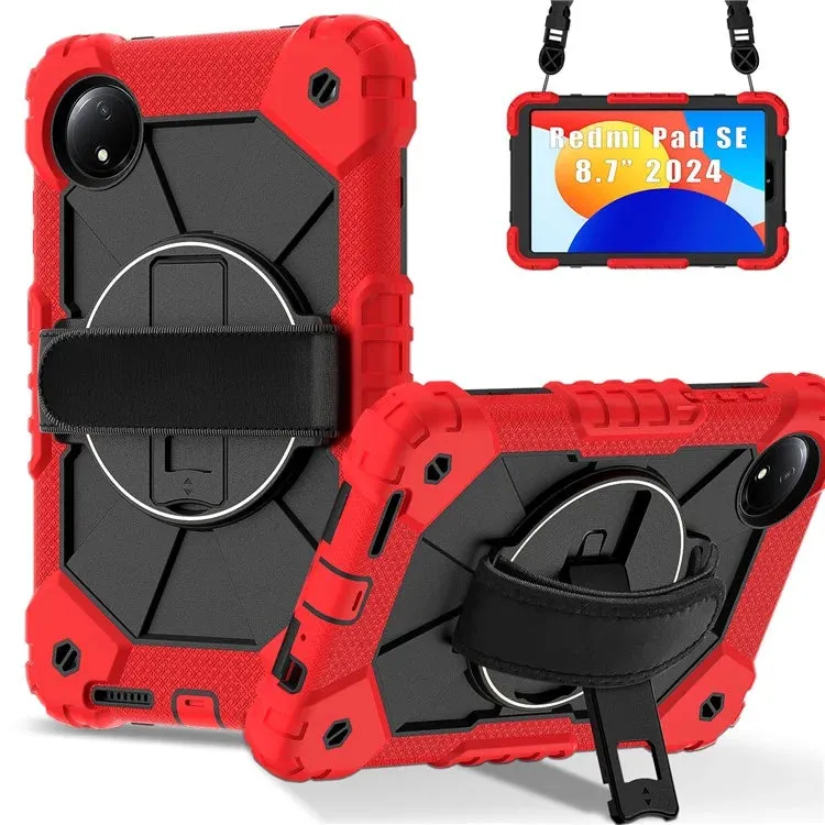 For Xiaomi Redmi Pad SE 4G 8.7 inch Case Silicone PC Kickstand Tablet Cover with Handy Strap