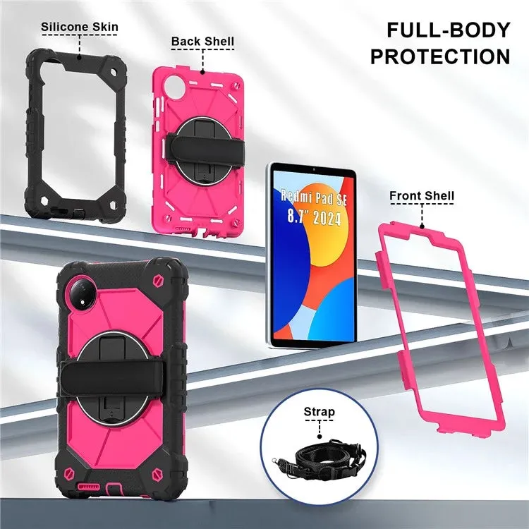 For Xiaomi Redmi Pad SE 4G 8.7 inch Case Silicone PC Kickstand Tablet Cover with Handy Strap