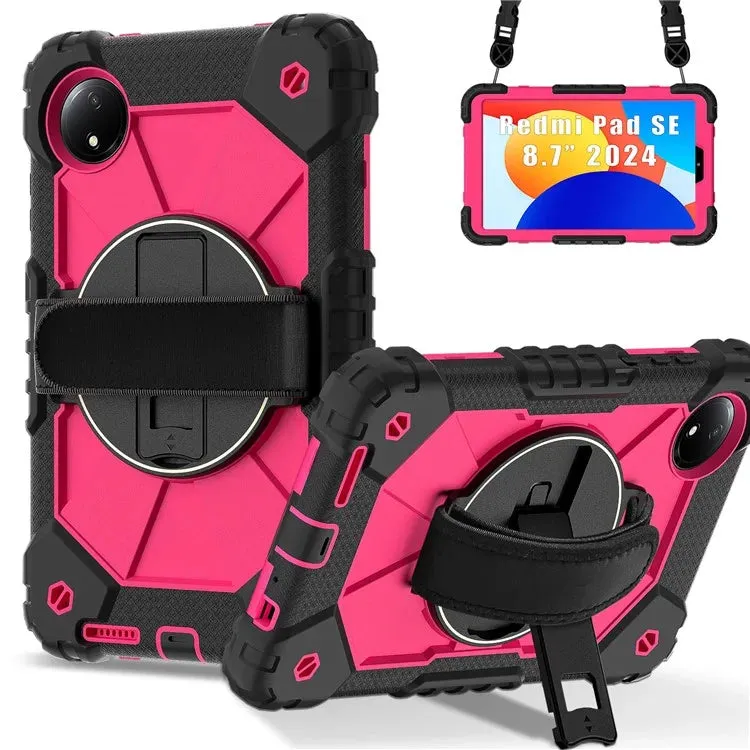 For Xiaomi Redmi Pad SE 4G 8.7 inch Case Silicone PC Kickstand Tablet Cover with Handy Strap