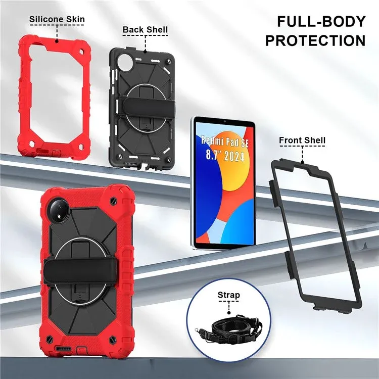 For Xiaomi Redmi Pad SE 4G 8.7 inch Case Silicone PC Kickstand Tablet Cover with Handy Strap