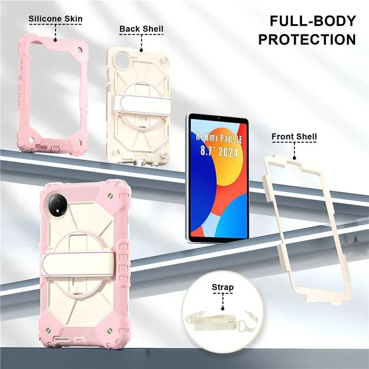 For Xiaomi Redmi Pad SE 4G 8.7 inch Case Silicone PC Kickstand Tablet Cover with Handy Strap