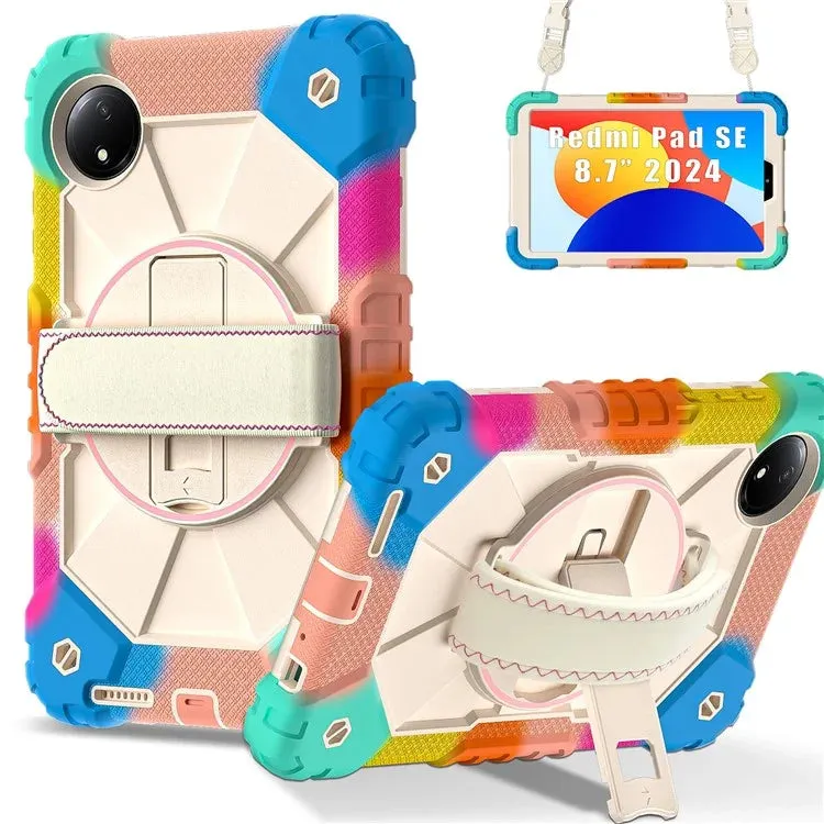 For Xiaomi Redmi Pad SE 4G 8.7 inch Case Silicone PC Kickstand Tablet Cover with Handy Strap