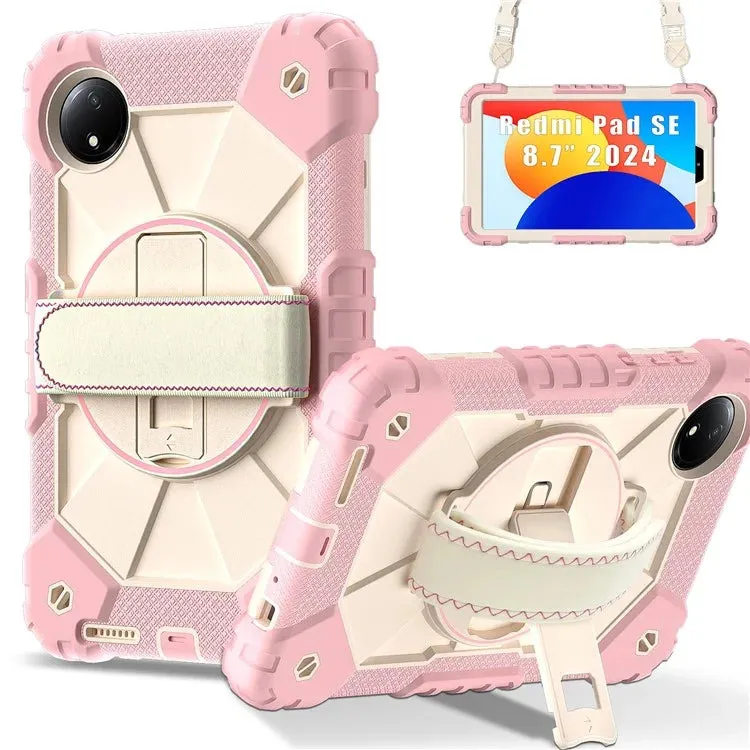 For Xiaomi Redmi Pad SE 4G 8.7 inch Case Silicone PC Kickstand Tablet Cover with Handy Strap