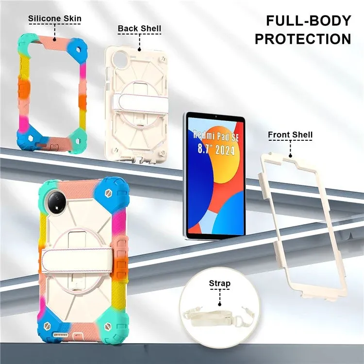 For Xiaomi Redmi Pad SE 4G 8.7 inch Case Silicone PC Kickstand Tablet Cover with Handy Strap