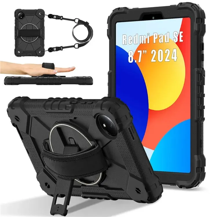 For Xiaomi Redmi Pad SE 4G 8.7 inch Case Silicone PC Kickstand Tablet Cover with Handy Strap