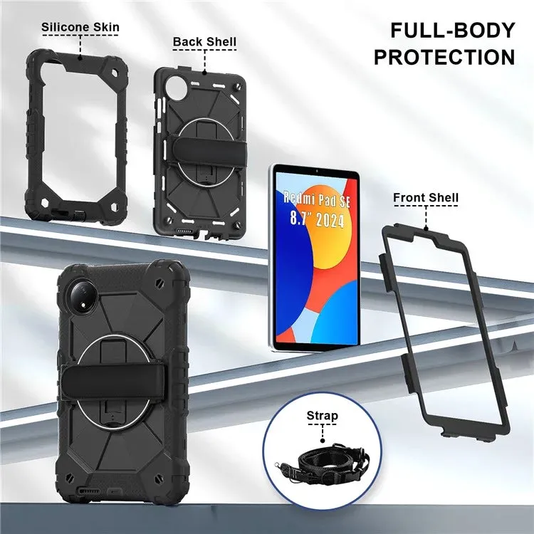 For Xiaomi Redmi Pad SE 4G 8.7 inch Case Silicone PC Kickstand Tablet Cover with Handy Strap