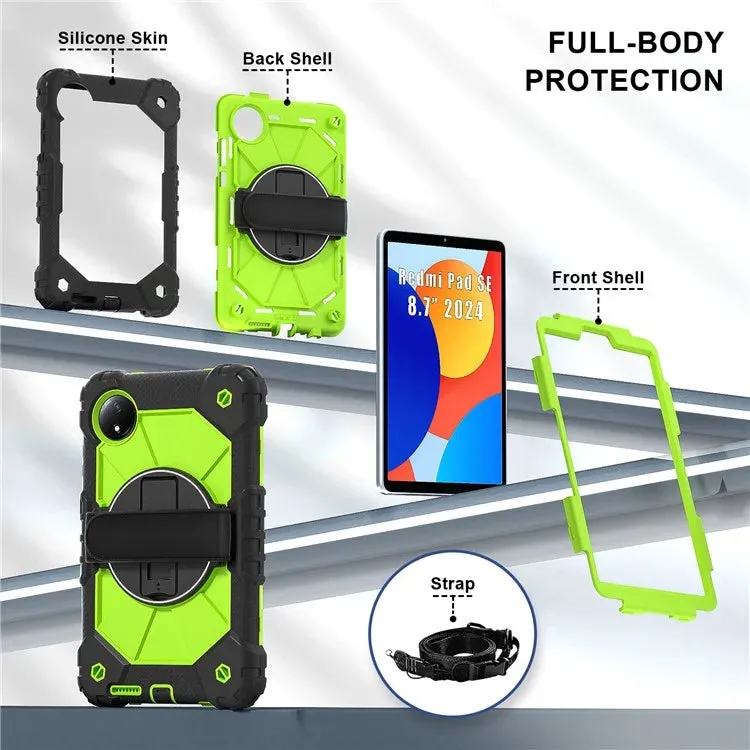 For Xiaomi Redmi Pad SE 4G 8.7 inch Case Silicone PC Kickstand Tablet Cover with Handy Strap