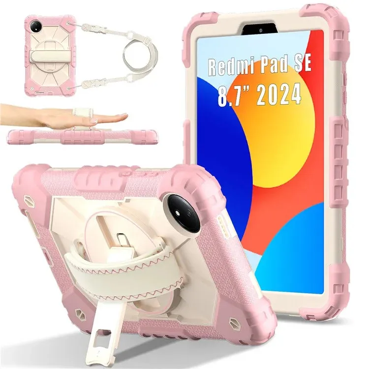 For Xiaomi Redmi Pad SE 4G 8.7 inch Case Silicone PC Kickstand Tablet Cover with Handy Strap