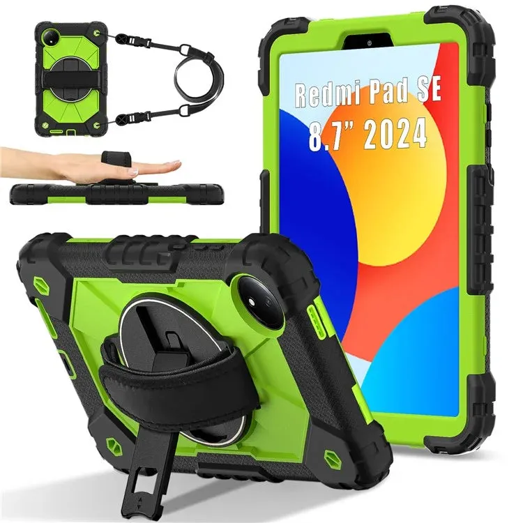 For Xiaomi Redmi Pad SE 4G 8.7 inch Case Silicone PC Kickstand Tablet Cover with Handy Strap