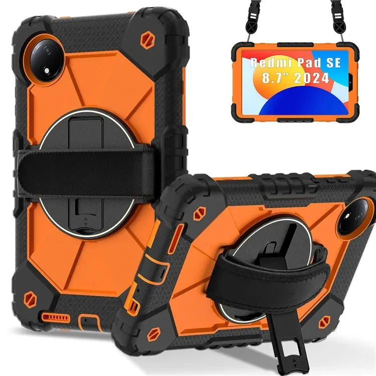 For Xiaomi Redmi Pad SE 4G 8.7 inch Case Silicone PC Kickstand Tablet Cover with Handy Strap