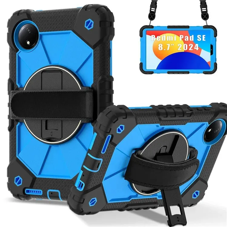 For Xiaomi Redmi Pad SE 4G 8.7 inch Case Silicone PC Kickstand Tablet Cover with Handy Strap