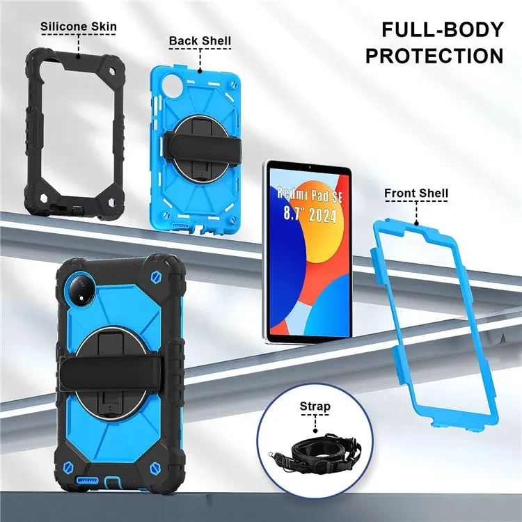 For Xiaomi Redmi Pad SE 4G 8.7 inch Case Silicone PC Kickstand Tablet Cover with Handy Strap